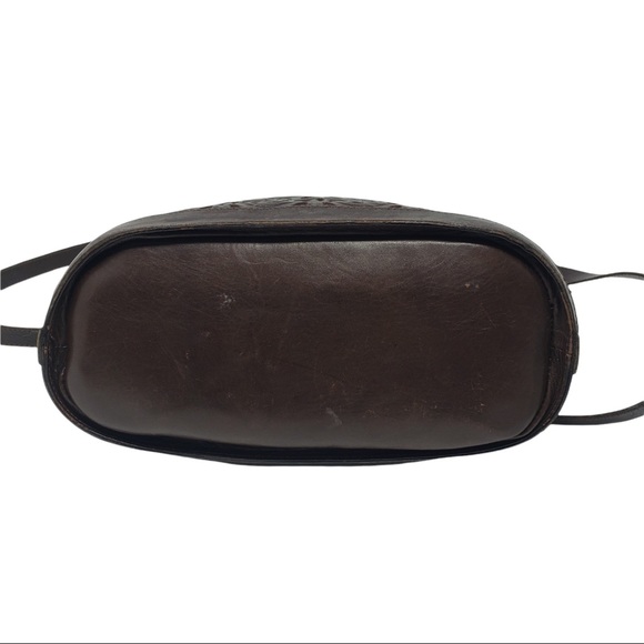 Unisa Brown Leather Purse Laser Cut Floral Pattern Zipper Close. - Picture 8 of 10